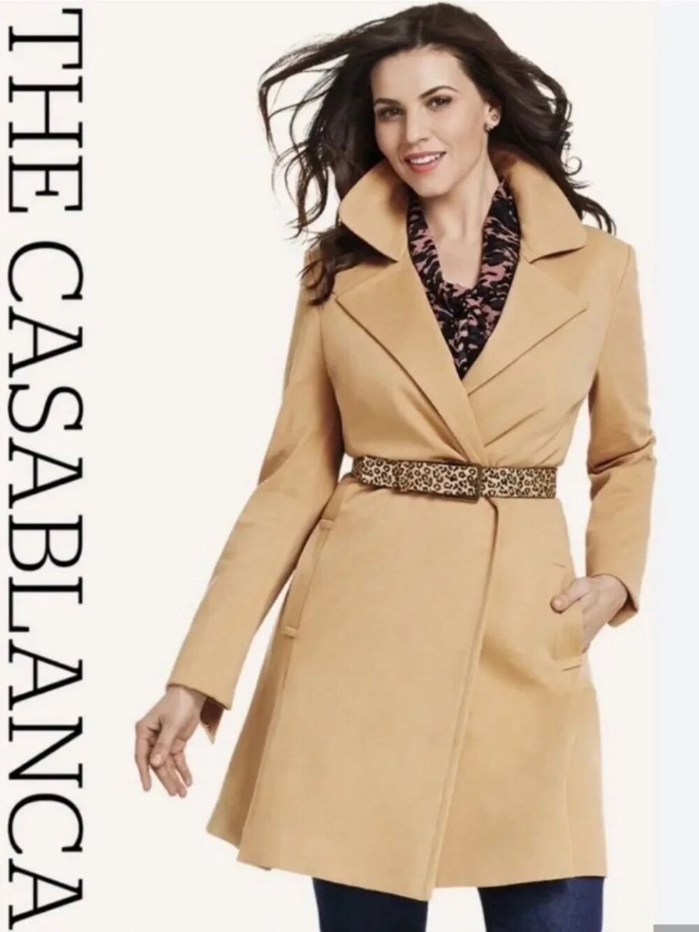 Cabi Casablanca Trench Coat Jacket in Camel Brown Preppy Fall Academia Size S